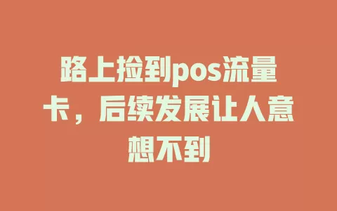 路上捡到pos流量卡，后续发展让人意想不到