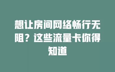 想让房间网络畅行无阻？这些流量卡你得知道