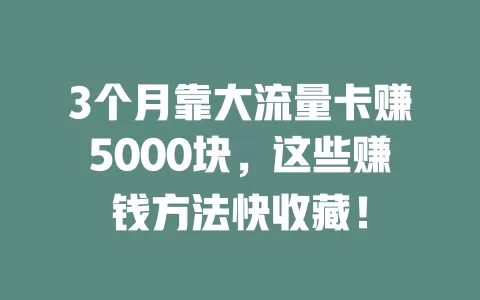 3个月靠大流量卡赚5000块，这些赚钱方法快收藏！