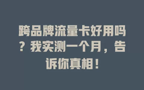 跨品牌流量卡好用吗？我实测一个月，告诉你真相！