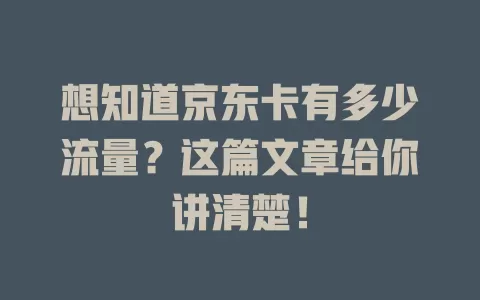 想知道京东卡有多少流量？这篇文章给你讲清楚！