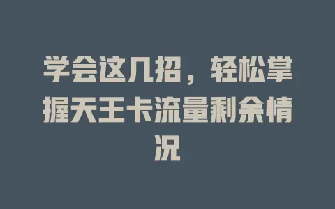 学会这几招，轻松掌握天王卡流量剩余情况