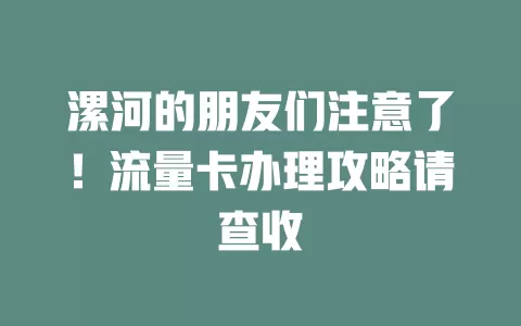 漯河的朋友们注意了！流量卡办理攻略请查收