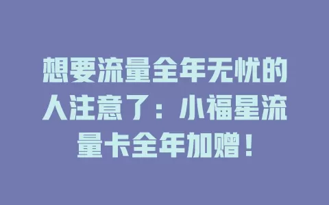 想要流量全年无忧的人注意了：小福星流量卡全年加赠！
