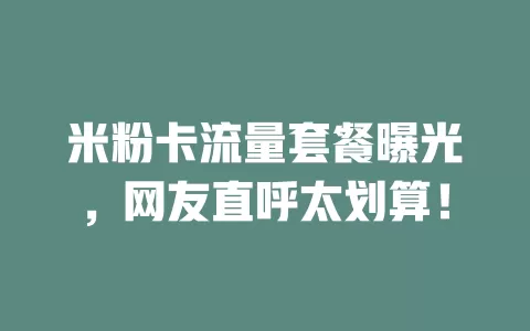 米粉卡流量套餐曝光，网友直呼太划算！