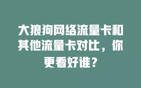 大狼狗网络流量卡和其他流量卡对比，你更看好谁？