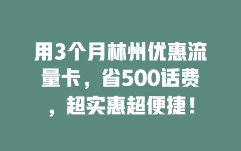 用3个月林州优惠流量卡，省500话费，超实惠超便捷！