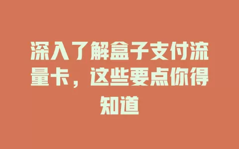 深入了解盒子支付流量卡，这些要点你得知道