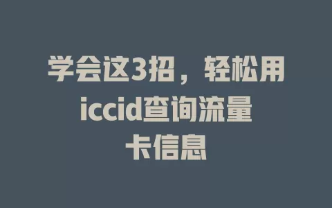 学会这3招，轻松用iccid查询流量卡信息