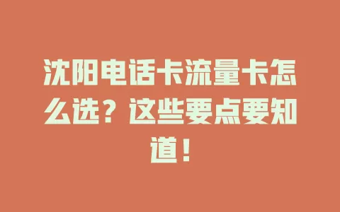 沈阳电话卡流量卡怎么选？这些要点要知道！