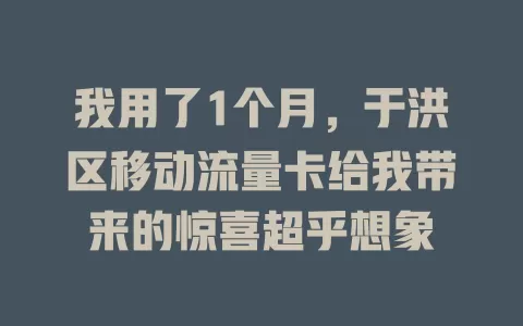 我用了1个月，于洪区移动流量卡给我带来的惊喜超乎想象