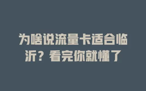 为啥说流量卡适合临沂？看完你就懂了