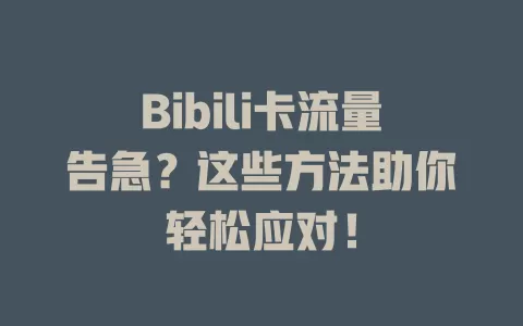 Bibili卡流量告急？这些方法助你轻松应对！