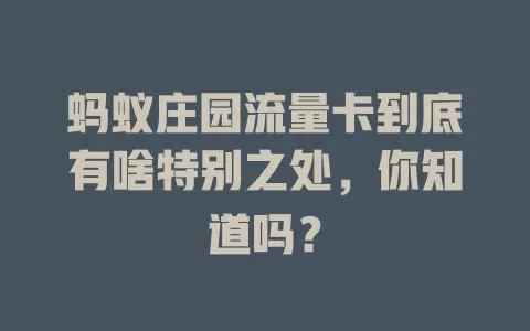 蚂蚁庄园流量卡到底有啥特别之处，你知道吗？