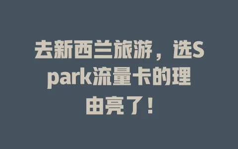 去新西兰旅游，选Spark流量卡的理由亮了！