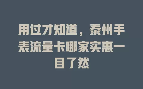用过才知道，泰州手表流量卡哪家实惠一目了然
