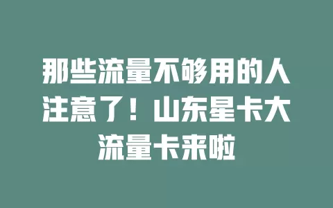 那些流量不够用的人注意了！山东星卡大流量卡来啦