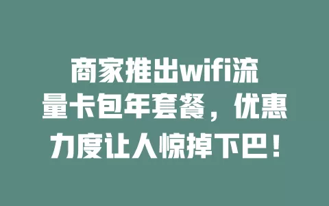 商家推出wifi流量卡包年套餐，优惠力度让人惊掉下巴！