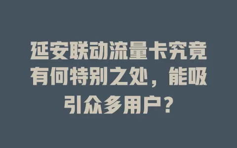 延安联动流量卡究竟有何特别之处，能吸引众多用户？