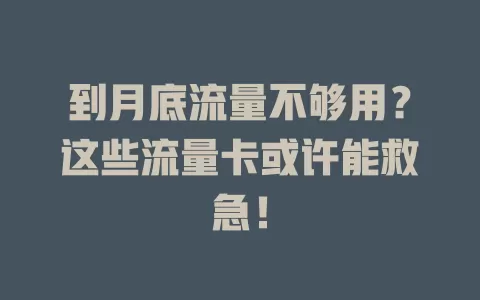 到月底流量不够用？这些流量卡或许能救急！