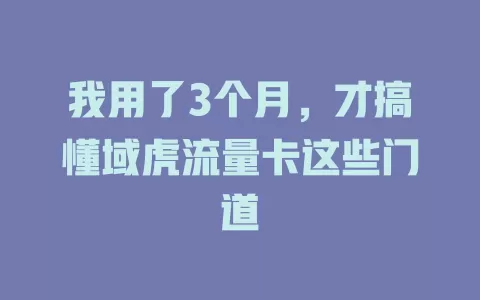 我用了3个月，才搞懂域虎流量卡这些门道