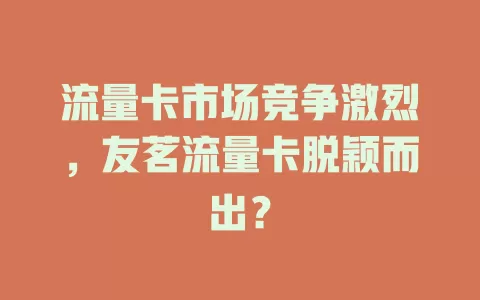 流量卡市场竞争激烈，友茗流量卡脱颖而出？