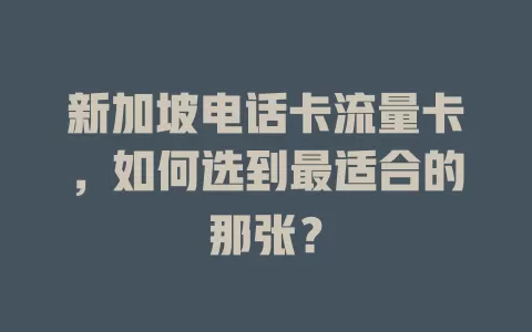 新加坡电话卡流量卡，如何选到最适合的那张？