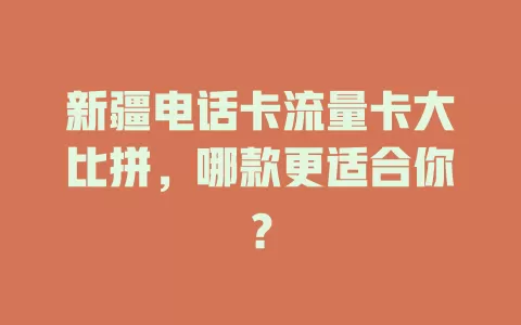 新疆电话卡流量卡大比拼，哪款更适合你？