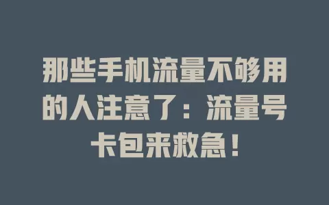 那些手机流量不够用的人注意了：流量号卡包来救急！