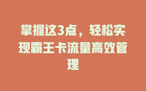 掌握这3点，轻松实现霸王卡流量高效管理