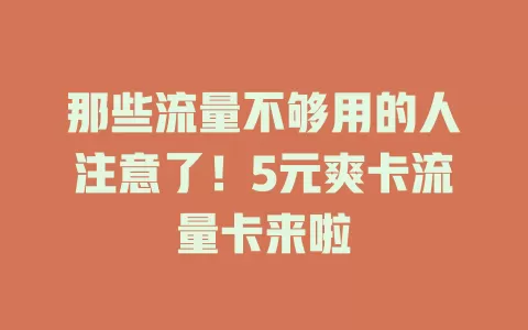 那些流量不够用的人注意了！5元爽卡流量卡来啦