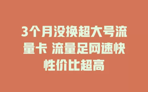 3个月没换超大号流量卡 流量足网速快性价比超高