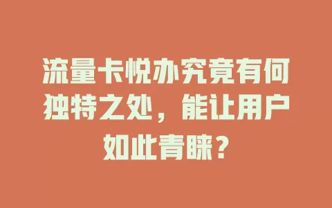 流量卡悦办究竟有何独特之处，能让用户如此青睐？