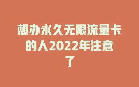 想办永久无限流量卡的人2022年注意了