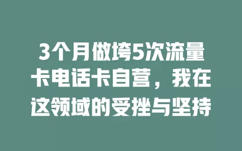 3个月做垮5次流量卡电话卡自营，我在这领域的受挫与坚持