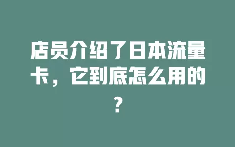 店员介绍了日本流量卡，它到底怎么用的？
