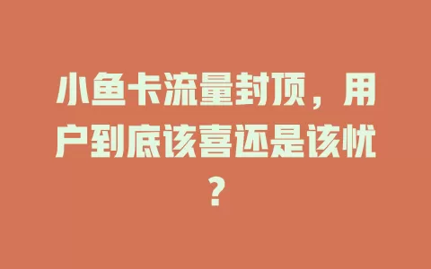 小鱼卡流量封顶，用户到底该喜还是该忧？