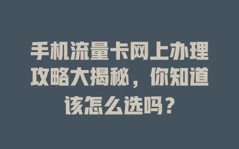 手机流量卡网上办理攻略大揭秘，你知道该怎么选吗？