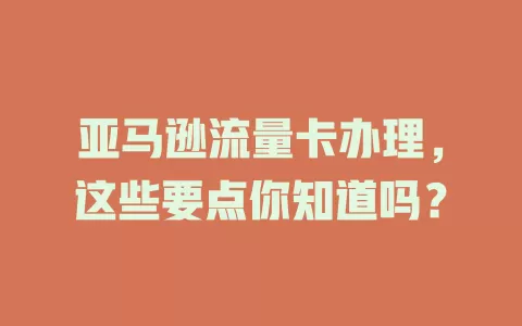 亚马逊流量卡办理，这些要点你知道吗？