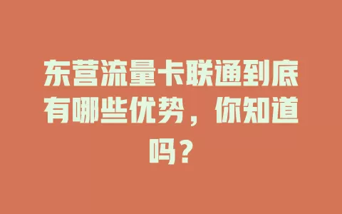 东营流量卡联通到底有哪些优势，你知道吗？