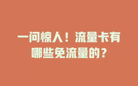 一问惊人！流量卡有哪些免流量的？