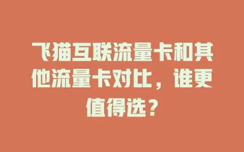 飞猫互联流量卡和其他流量卡对比，谁更值得选？