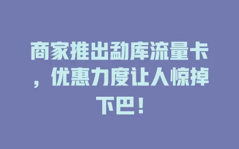 商家推出勐库流量卡，优惠力度让人惊掉下巴！