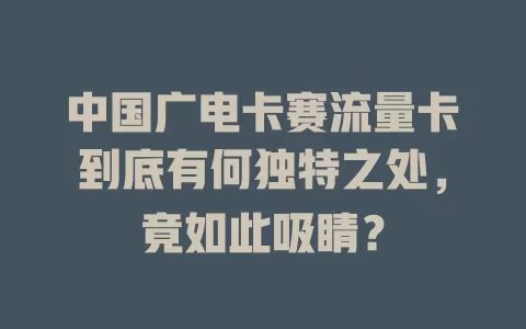 中国广电卡赛流量卡到底有何独特之处，竟如此吸睛？