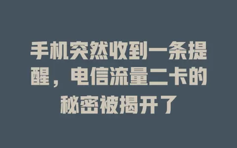 手机突然收到一条提醒，电信流量二卡的秘密被揭开了