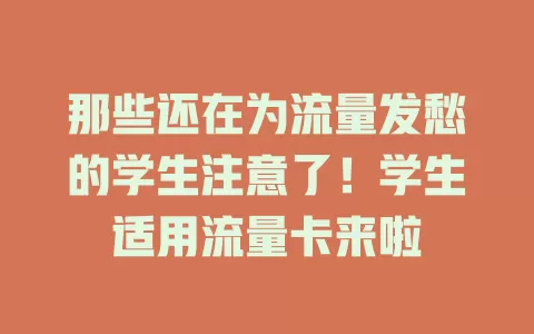 那些还在为流量发愁的学生注意了！学生适用流量卡来啦