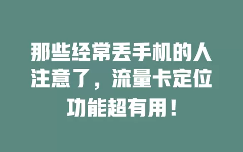 那些经常丢手机的人注意了，流量卡定位功能超有用！
