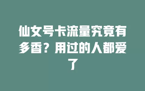 仙女号卡流量究竟有多香？用过的人都爱了