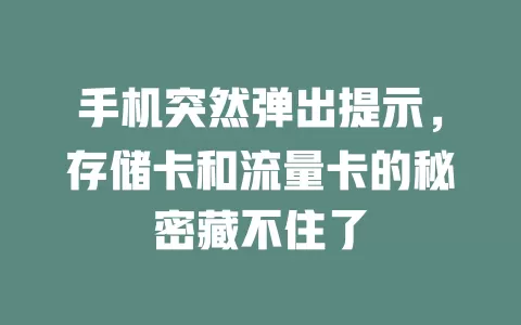 手机突然弹出提示，存储卡和流量卡的秘密藏不住了