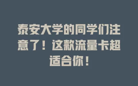 泰安大学的同学们注意了！这款流量卡超适合你！